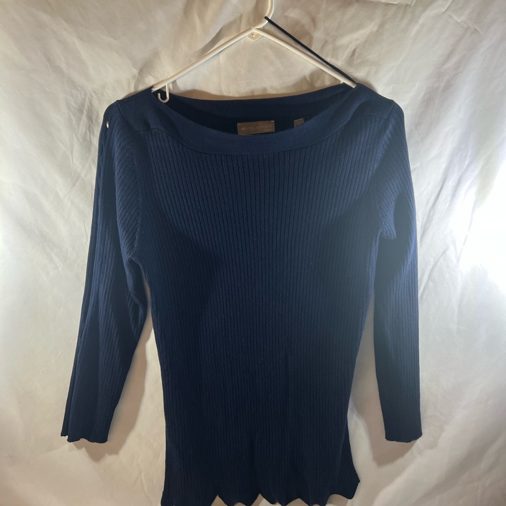 Revolution Deep Blue Ribbed Women's Sweater - Picture 1 of 3